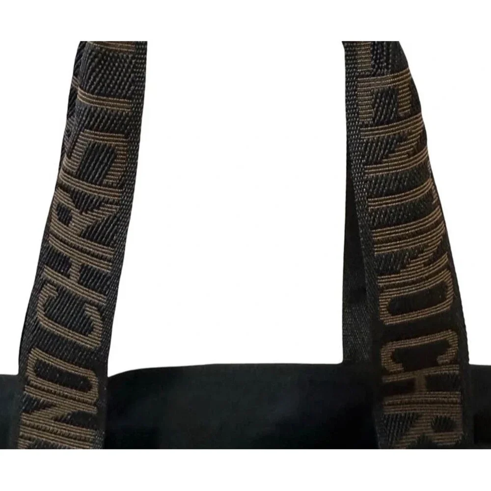 Valentino Christy Black Nylon Tote Bag with Logo Border